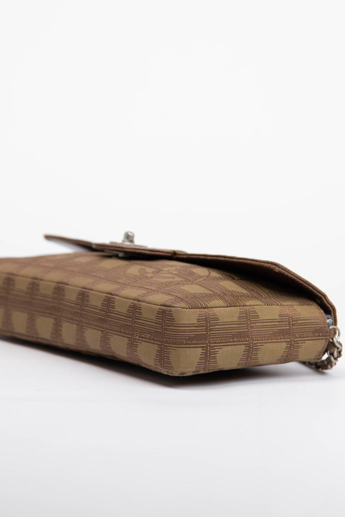 2000s Chanel Brown Travel Line East West Shoulder Bag