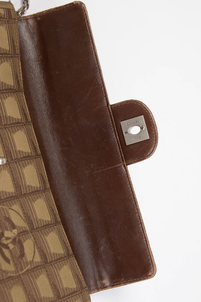2000s Chanel Brown Travel Line East West Shoulder Bag