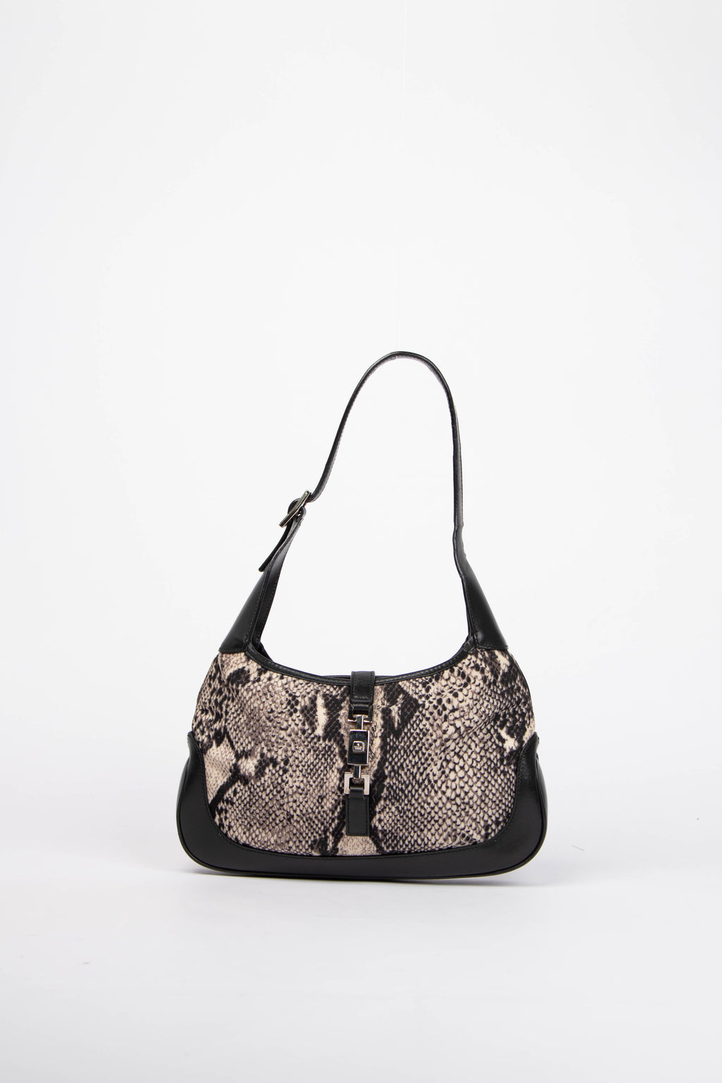Vintage Gucci Snakeprint Canvas Small Jackie Shoulder Bag