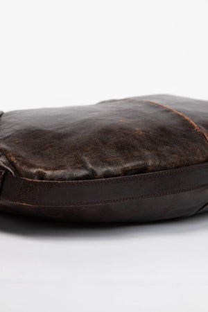 Vintage Yves Saint Laurent Brown Distressed Leather Mombasa Shoulder Bag