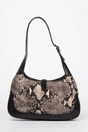 Vintage Gucci Snakeprint Canvas Small Jackie Shoulder Bag