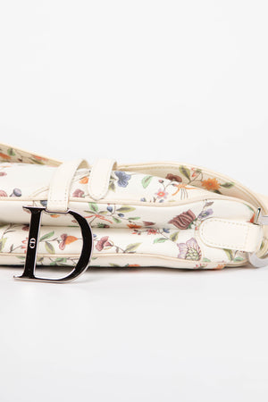 Limited Edition Christian Dior White Floral Saddle Bag