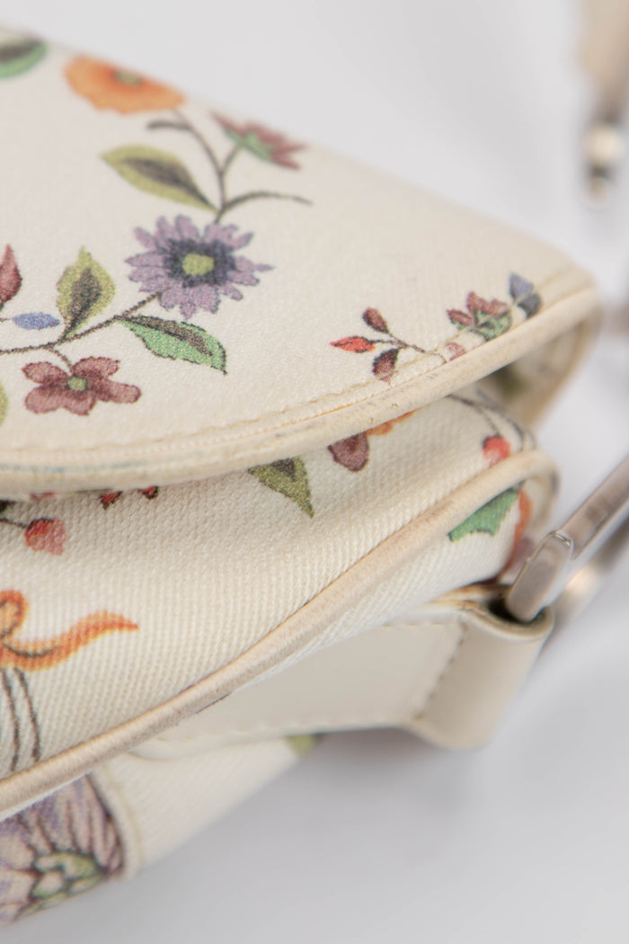 Limited Edition Christian Dior White Floral Saddle Bag