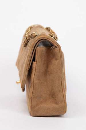 RARE Chanel Chevron Suede Medium Double Flap Bag with 24k GHW