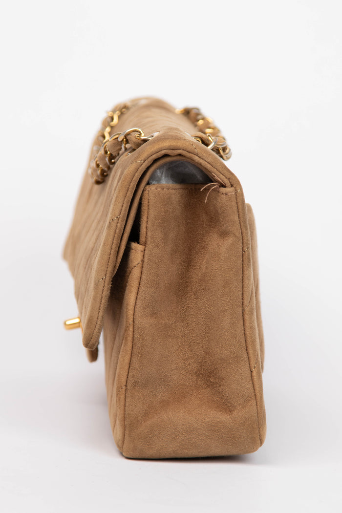 RARE Chanel Chevron Suede Medium Double Flap Bag with 24k GHW