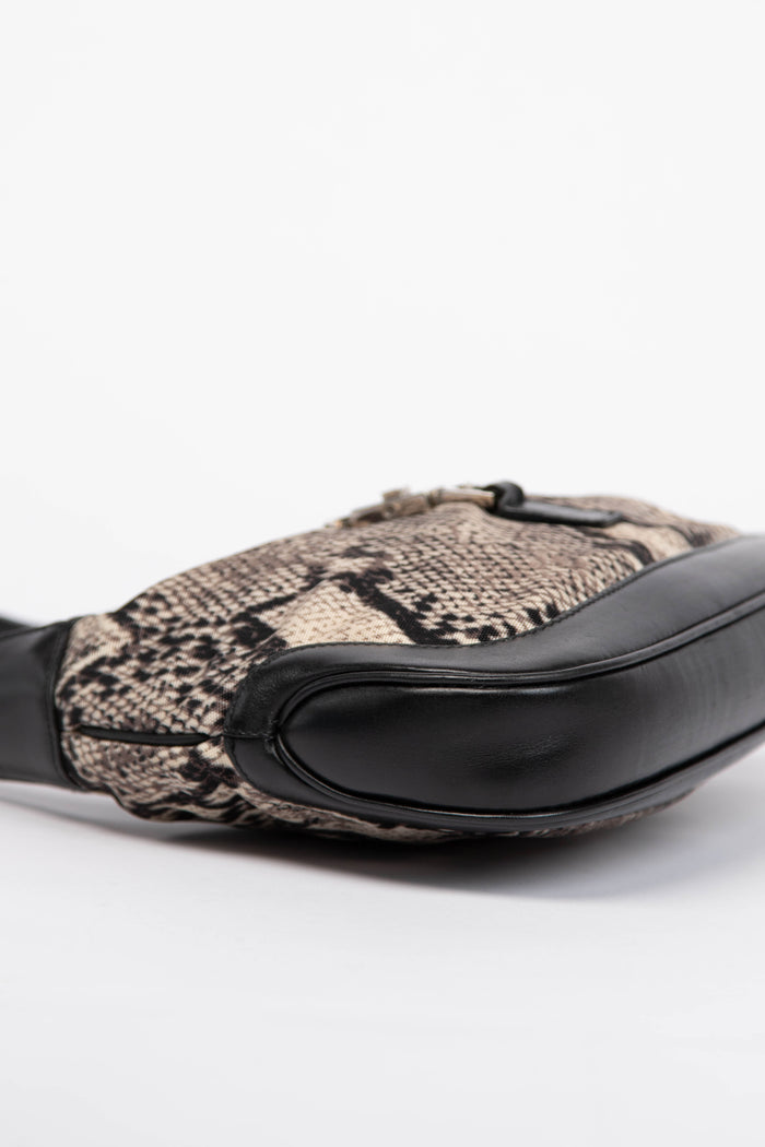 Vintage Gucci Snakeprint Canvas Small Jackie Shoulder Bag