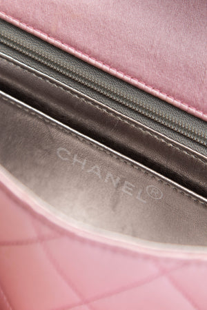 RARE 90s Chanel Baby Pink Silk Mini Top Handle Bag