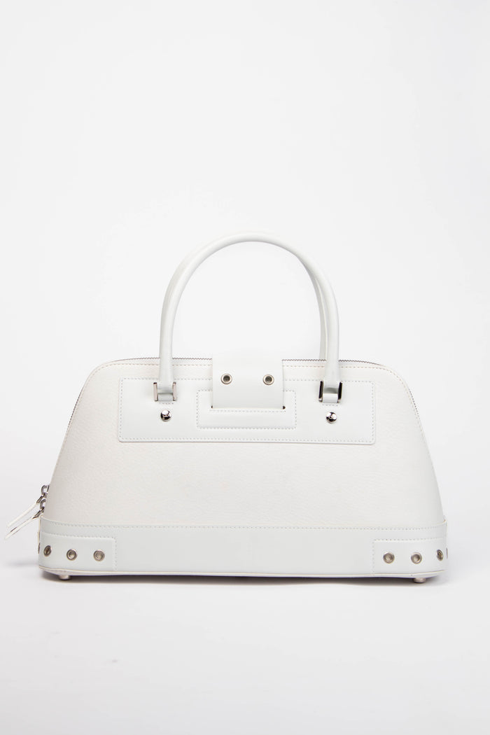 2000s Christian Dior White Leather Street Chic Tote Bag