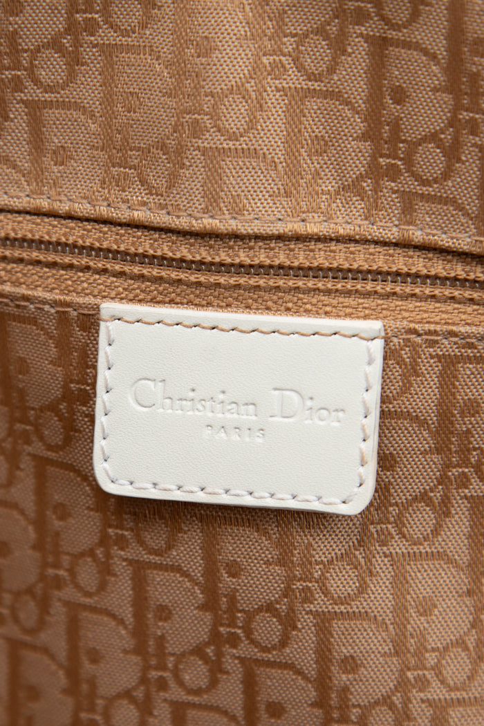 2000s Christian Dior White Leather Street Chic Tote Bag