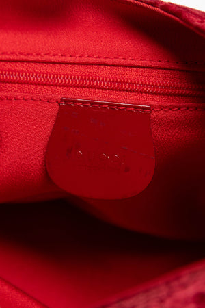 90s Gucci Tom Ford Red Velvet Monogram Small Shoulder Bag