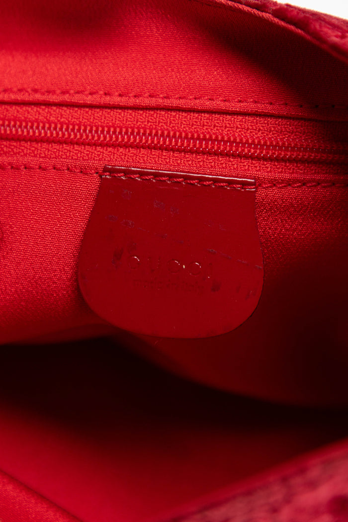 90s Gucci Tom Ford Red Velvet Monogram Small Shoulder Bag
