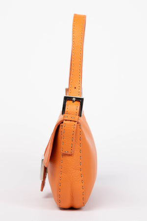 Vintage Fendi Orange Leather Selleria Baguette Shoulder Bag
