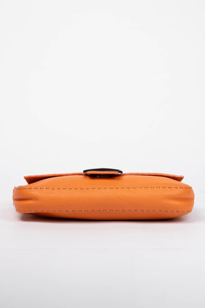 Vintage Fendi Orange Leather Selleria Baguette Shoulder Bag