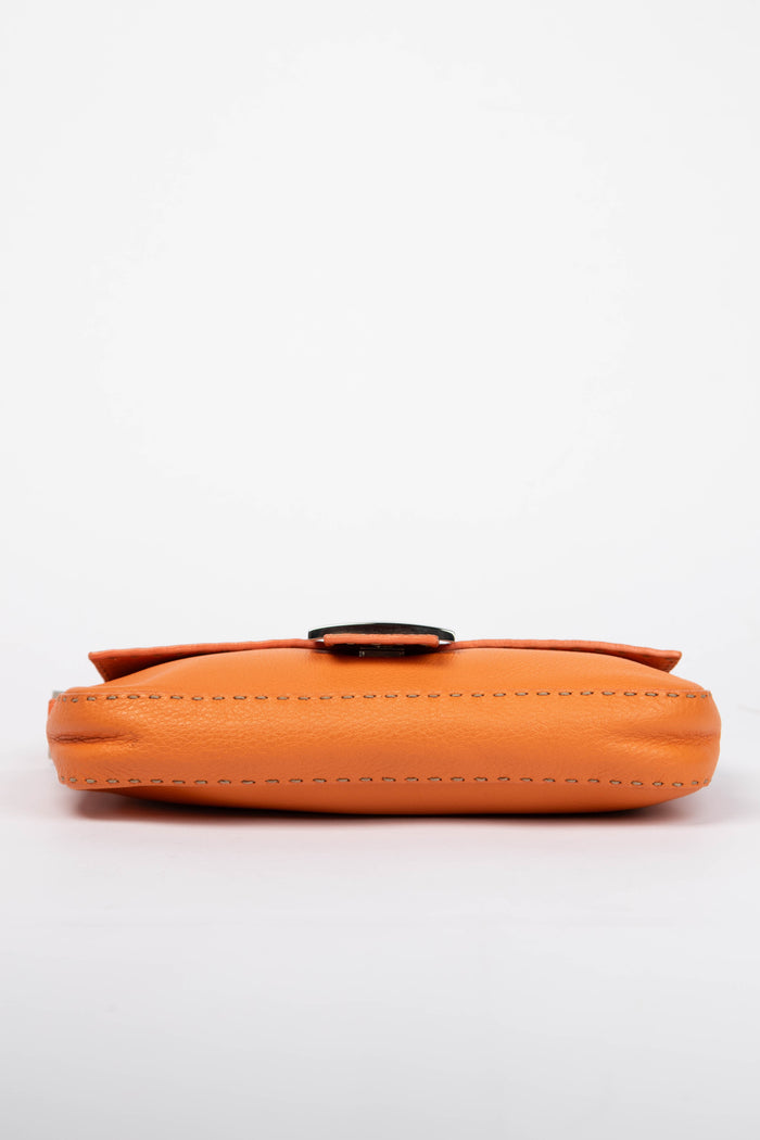 Vintage Fendi Orange Leather Selleria Baguette Shoulder Bag