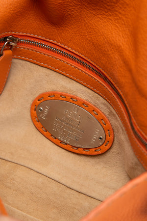 Vintage Fendi Orange Leather Selleria Baguette Shoulder Bag