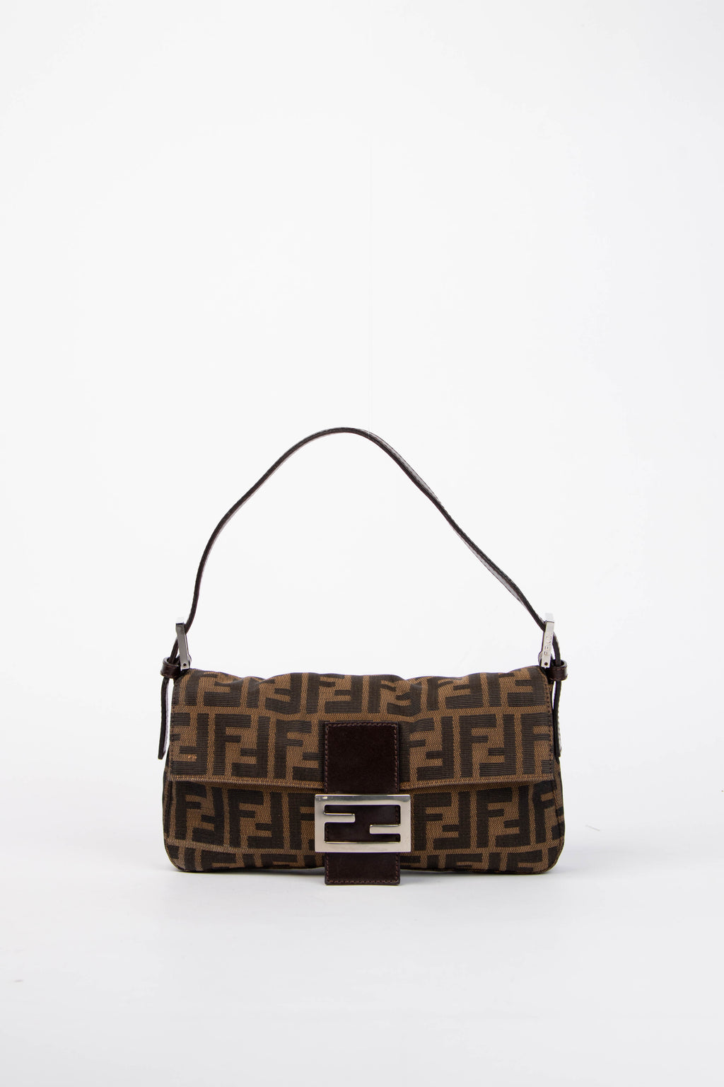 90s Fendi Zucca Baguette Monogram Shoulder Bag SHW