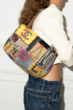 RARE 2010s Chanel Patchwork Single Jumbo Flap Shoulder Bag