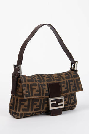 90s Fendi Zucca Baguette Monogram Shoulder Bag SHW