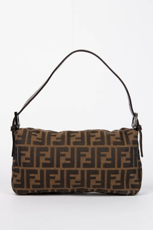 90s Fendi Zucca Baguette Monogram Shoulder Bag SHW