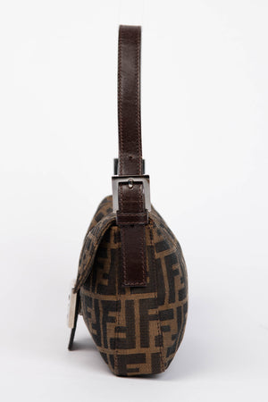 90s Fendi Zucca Baguette Monogram Shoulder Bag SHW