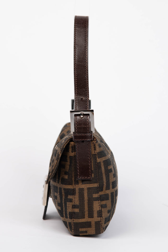 90s Fendi Zucca Baguette Monogram Shoulder Bag SHW
