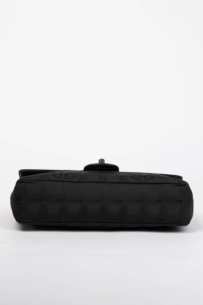 2000s Chanel Black Travel Line Single Flap Shoulder Bag