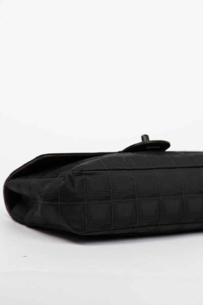 2000s Chanel Black Travel Line Single Flap Shoulder Bag
