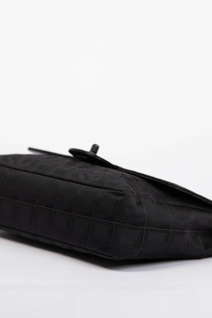 2000s Chanel Black Travel Line Single Flap Shoulder Bag