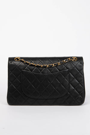 Vintage Chanel Black Lambskin Medium Double Flap Bag with 24k GHW