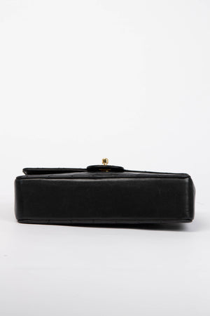 Vintage Chanel Black Lambskin Medium Double Flap Bag with 24k GHW
