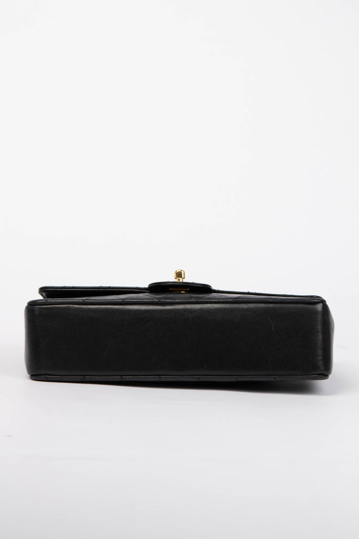 Vintage Chanel Black Lambskin Medium Double Flap Bag with 24k GHW