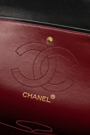 Vintage Chanel Black Lambskin Medium Double Flap Bag with 24k GHW