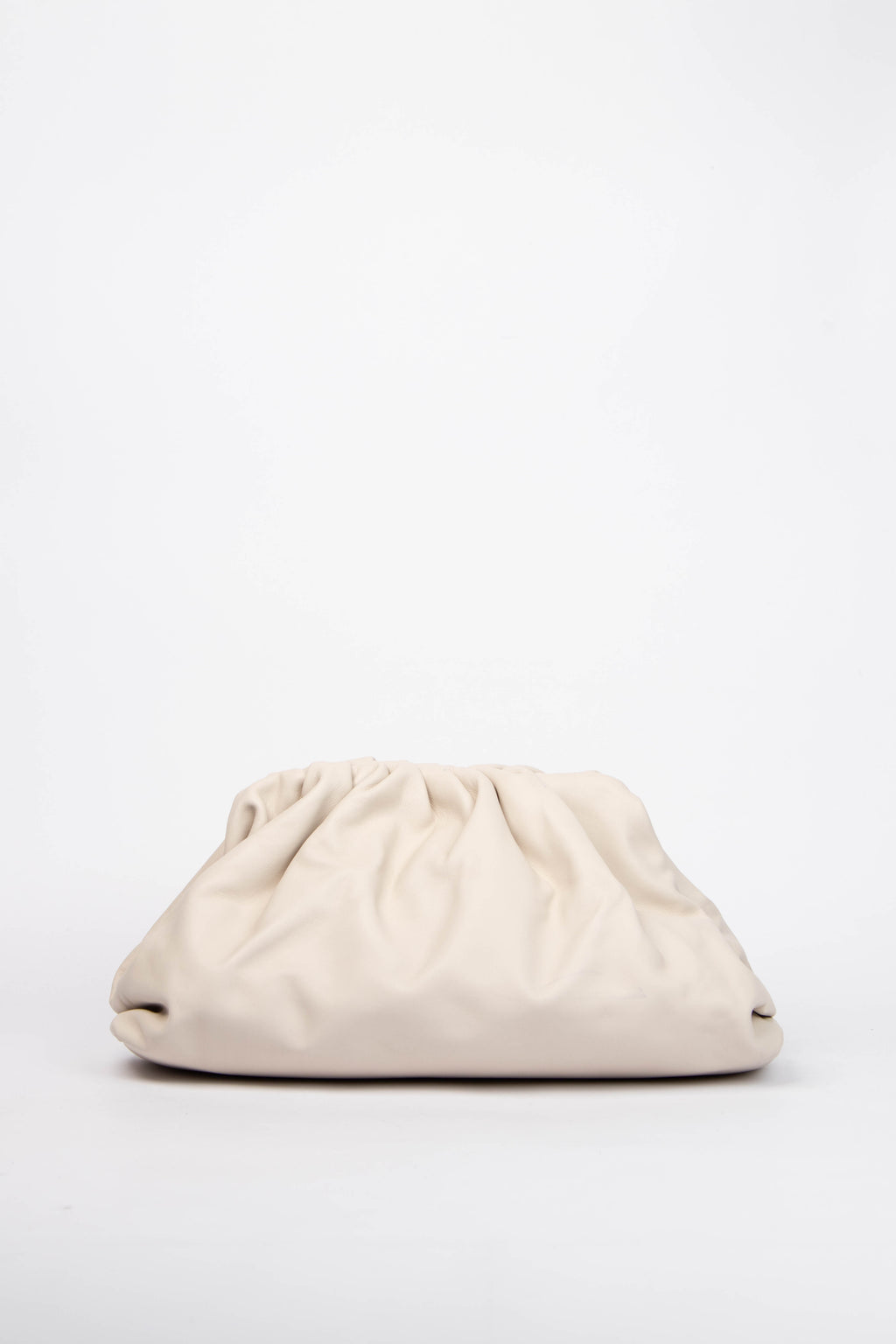 Bottega Veneta Cream Lambskin Leather Pouch Clutch Bag