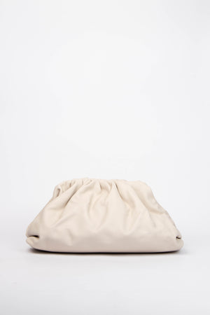 Bottega Veneta Cream Lambskin Leather Pouch Clutch Bag