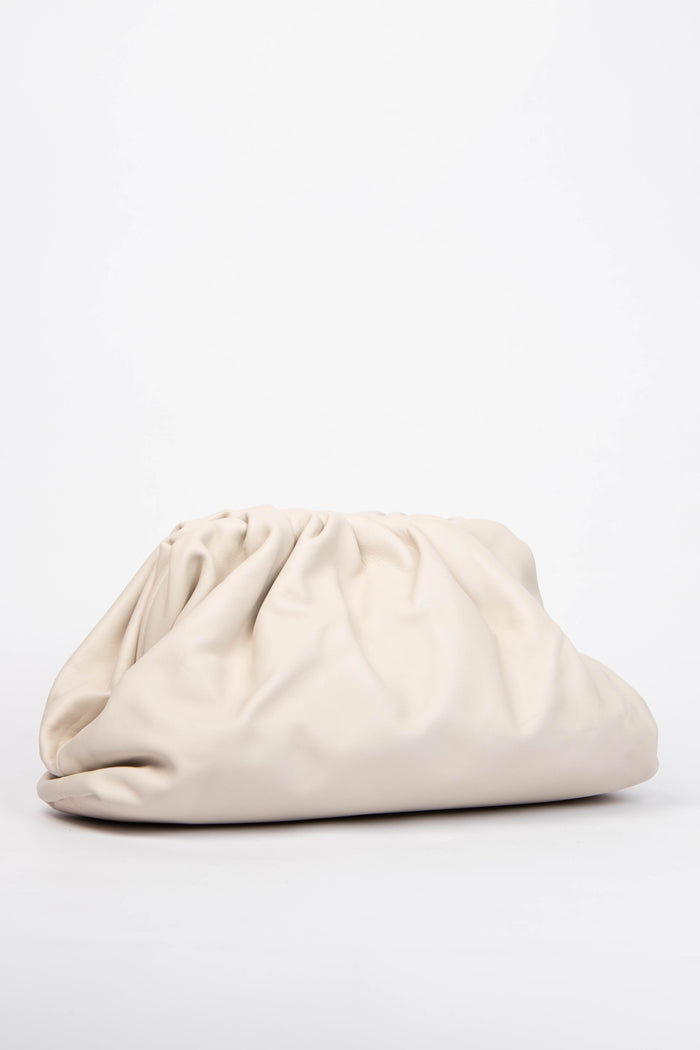 Bottega Veneta Cream Lambskin Leather Pouch Clutch Bag