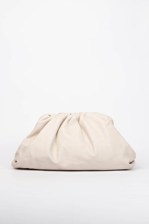 Bottega Veneta Cream Lambskin Leather Pouch Clutch Bag