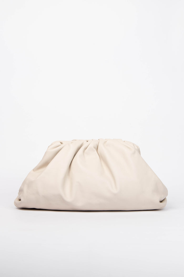 Bottega Veneta Cream Lambskin Leather Pouch Clutch Bag