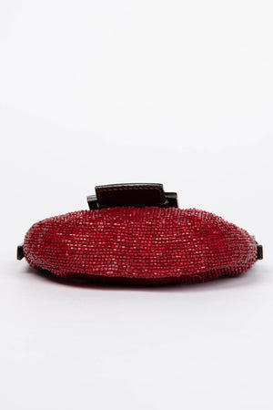 RARE Vintage Fendi Red Beaded Mini Croissant Bag