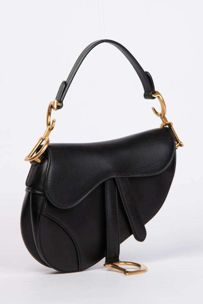 Christian Dior Black Leather Saddle Mini Bag