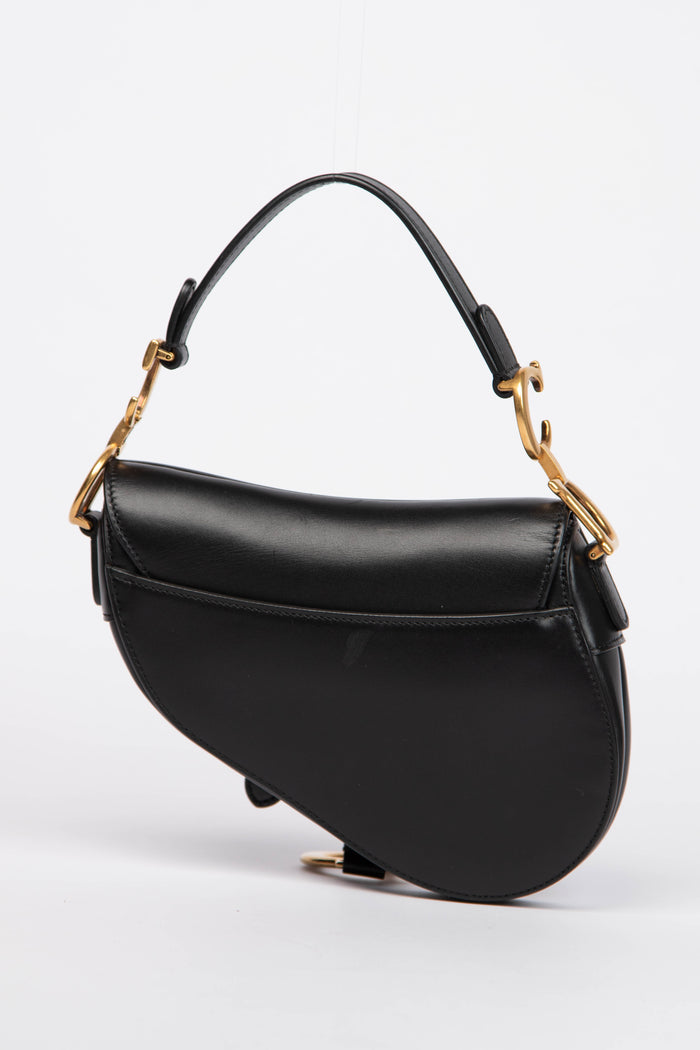 Christian Dior Black Leather Saddle Mini Bag