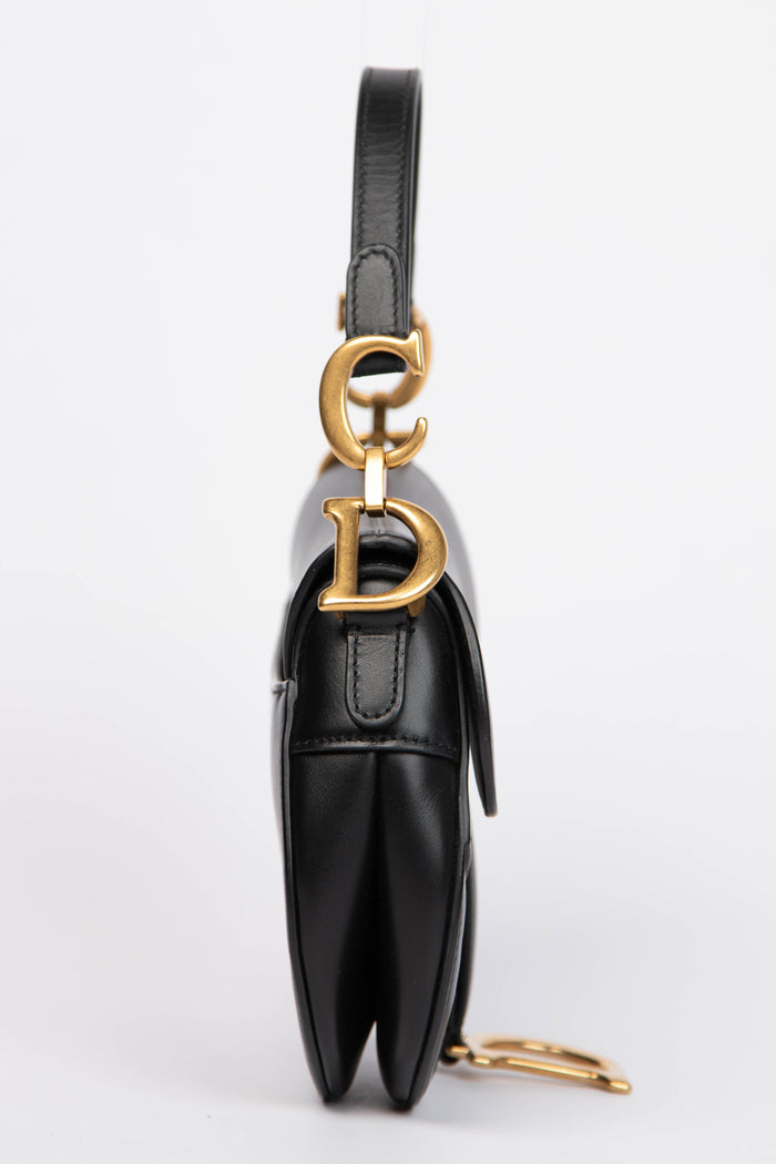 Christian Dior Black Leather Saddle Mini Bag