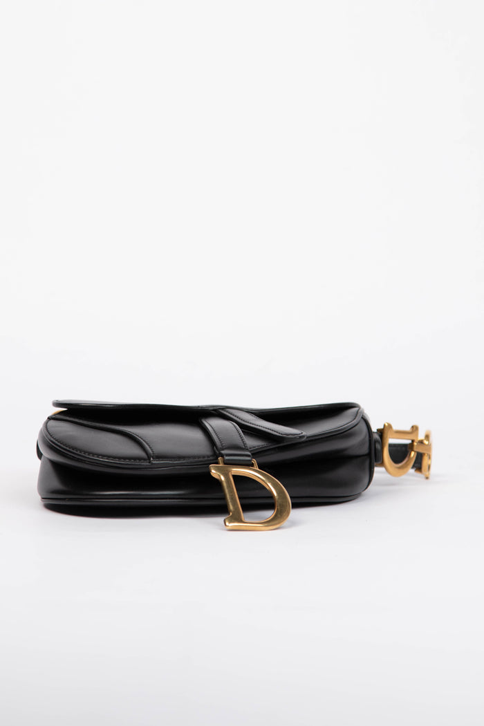 Christian Dior Black Leather Saddle Mini Bag