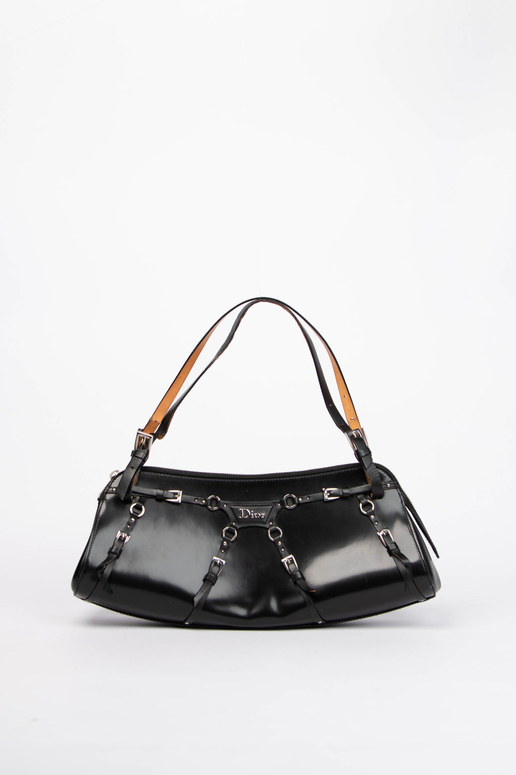 SUPER RARE Christian Dior Galliano Black Bondage Shoulder Bag
