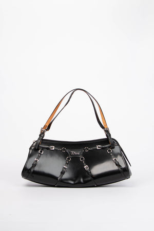 SUPER RARE Christian Dior Galliano Black Bondage Shoulder Bag