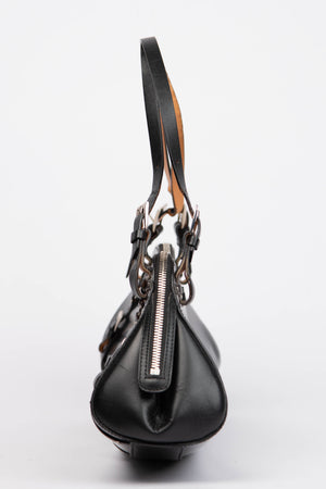 SUPER RARE Christian Dior Galliano Black Bondage Shoulder Bag