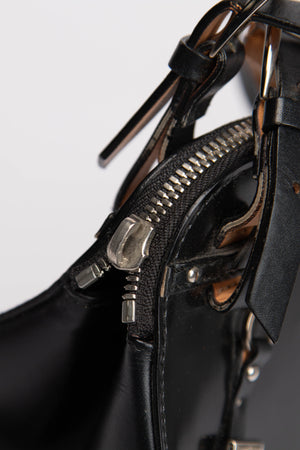 SUPER RARE Christian Dior Galliano Black Bondage Shoulder Bag