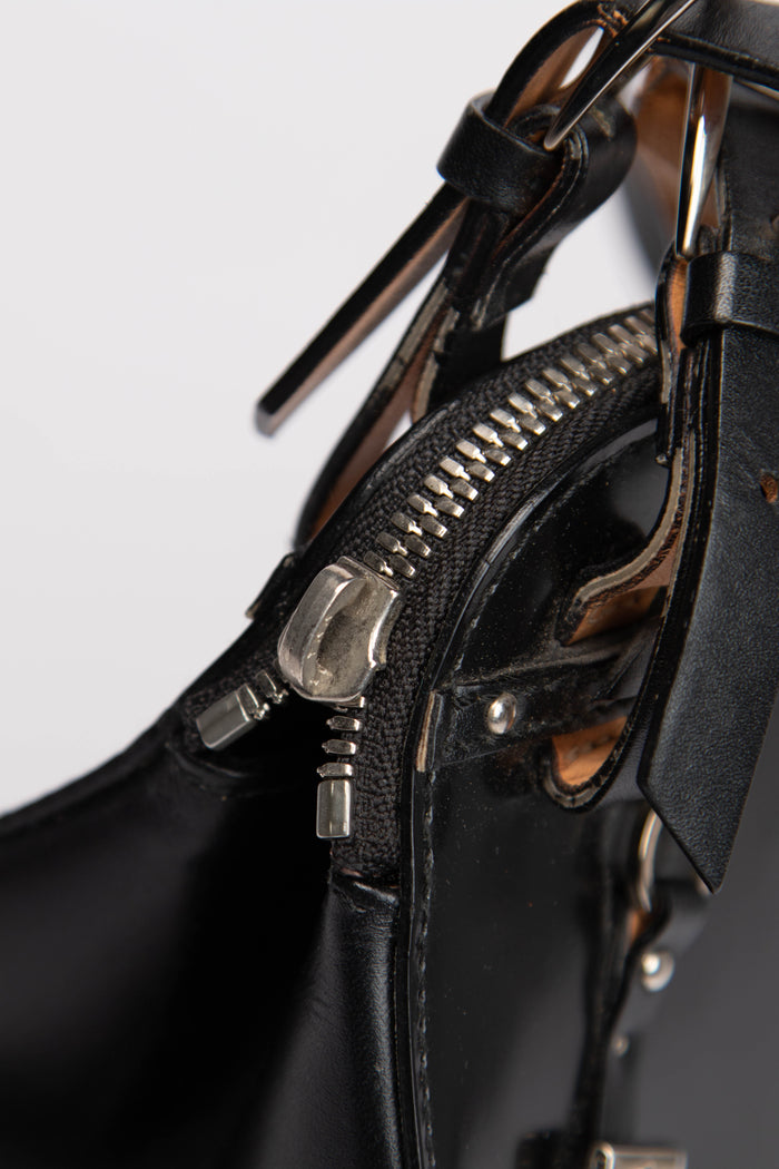 SUPER RARE Christian Dior Galliano Black Bondage Shoulder Bag