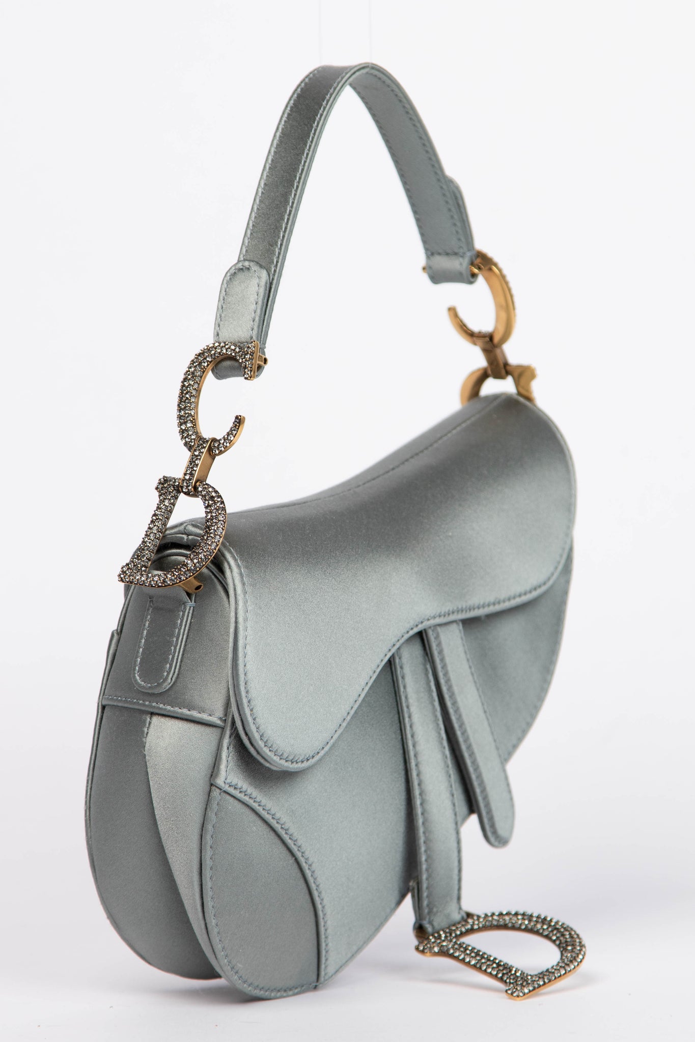 RARE Christian Dior Satin Embellished Mini Saddle Bag