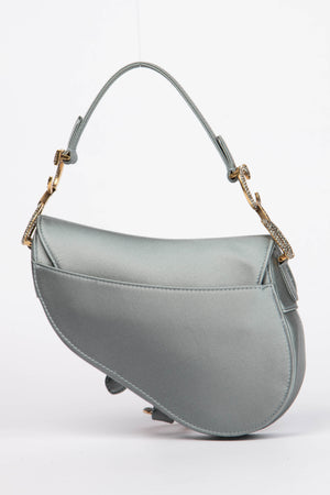 RARE Christian Dior Satin Embellished Mini Saddle Bag