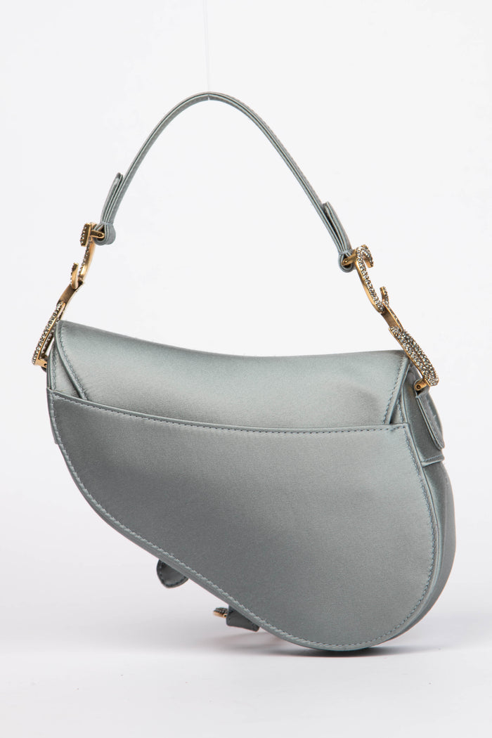 RARE Christian Dior Satin Embellished Mini Saddle Bag